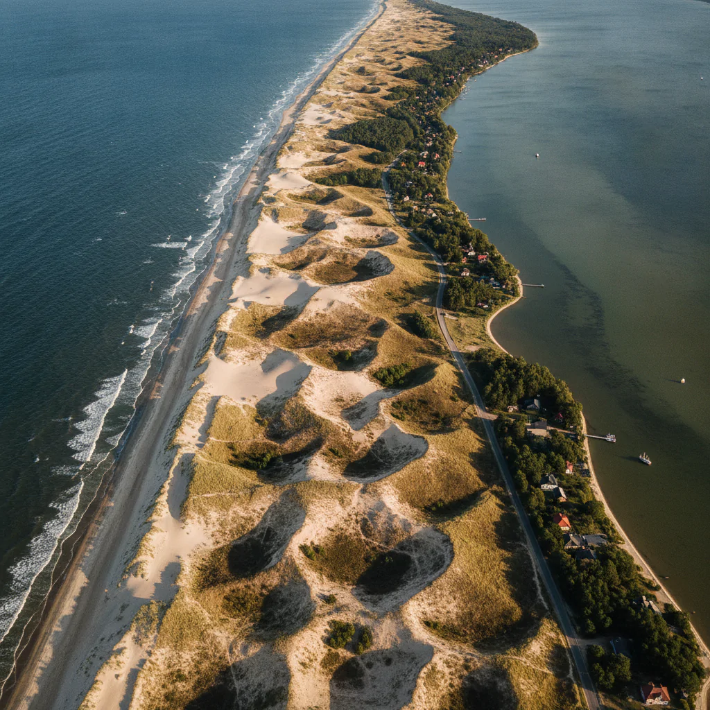 Вид на Куршскую косу с высоты