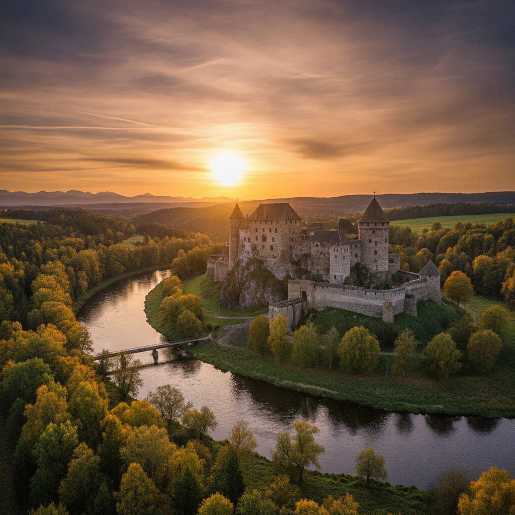 Панорама замка на закате