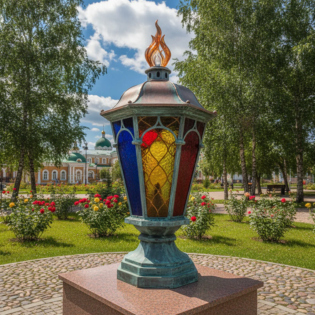Памятник первому фонарю в Озёрске
